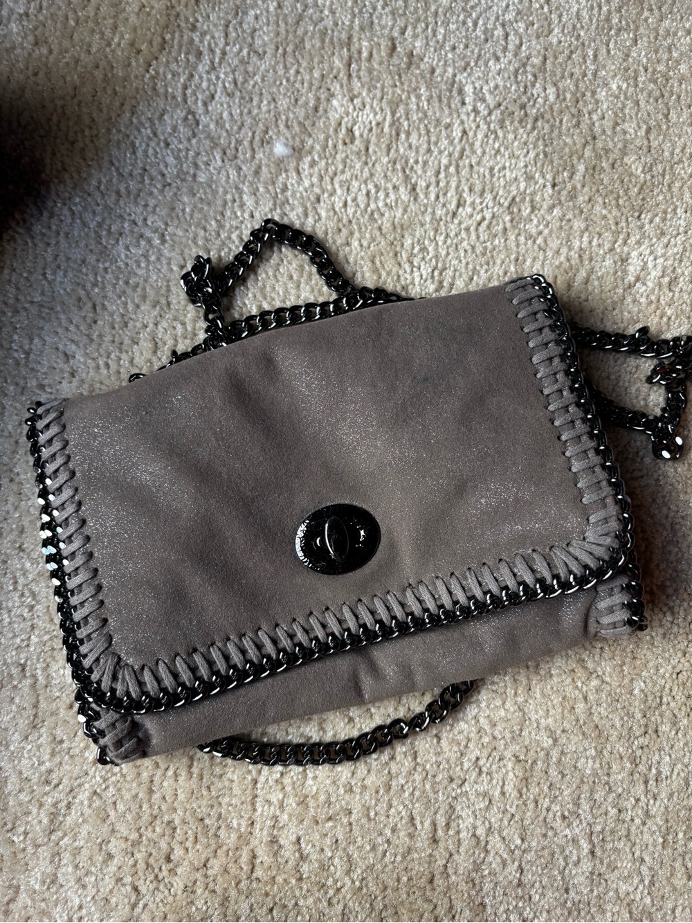 Gray Women's Chain-Trim Shoulder Bag